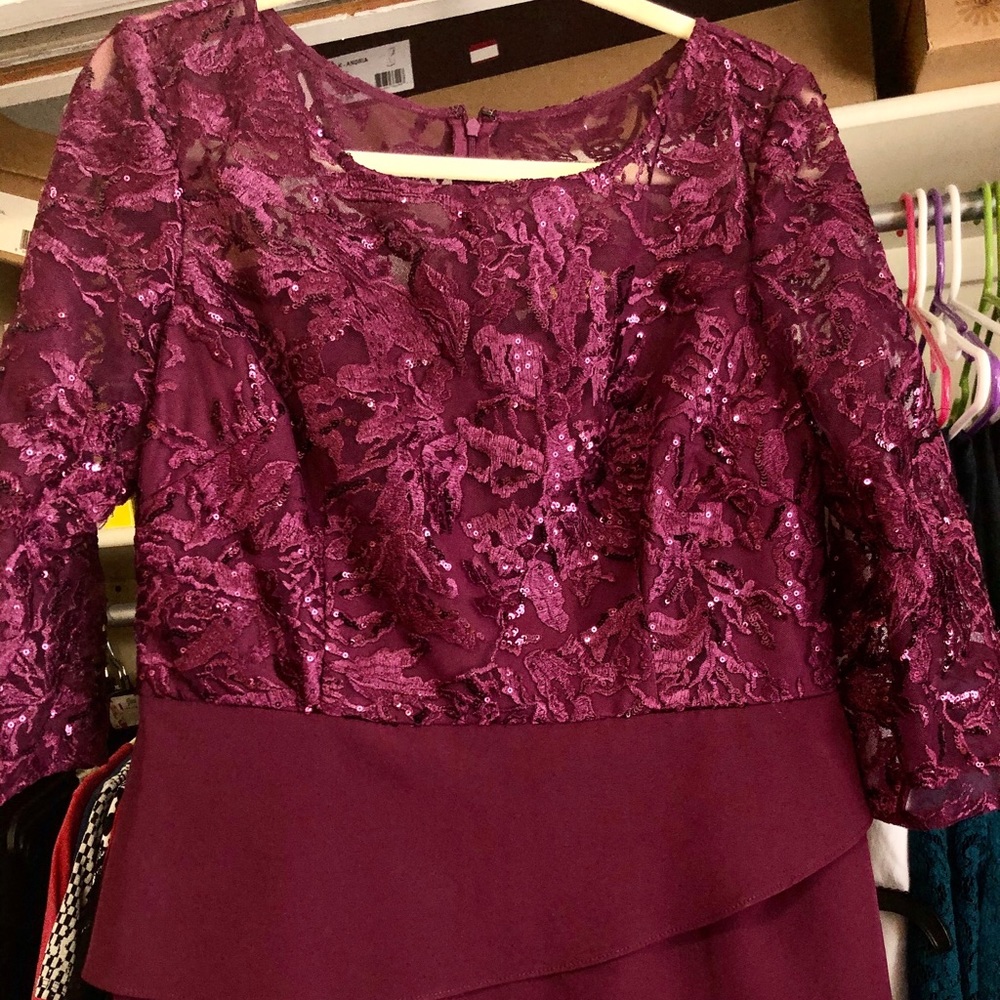 Alex Evenings Purple Lace Dress size 12 Petite